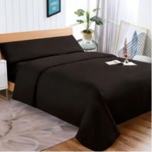 Juego de sábanas ultra suaves de 3 piezas, que incluye sábana, funda nórdica y funda de almohada, color Negro,150