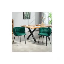 Minkurow - Juego de sillas de comedor modernas de terciopelo de lujo con patas de metal dorado, elegante diseño tejido a mano y cojines suaves para