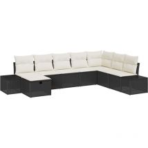 Set de Sofá de Jardín de 8 Piezas con Cojines Negro Ratán Sintético Vidaxl