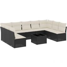 Vidaxl - Set de sofás de jardín 10 pzas cojines ratán sintético negro