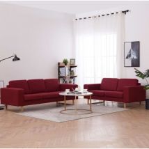 Abcrital - Furniture Limited - Juego de sofás 2 piezas de tela color vino