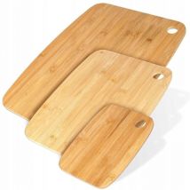 Juego de tablas de cortar de bambú natural de 3 piezas con función para colgar queso, verduras y frutas