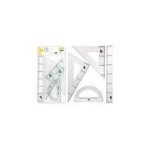 Juego escuadra y cartabon 25cm regla 30cm y semicirculo 15cm Liderpapel en petaca incolora