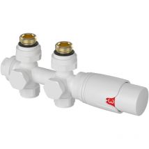 Juego multibloque para radiador Gloppen con válvula termostática latón G1/2" - Blanco [neu.haus]
