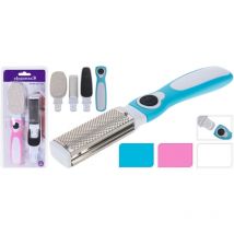 Juego pedicura 3 piezas blister , Juego pedicura 3 piezasColores surtidos: azul, blanco y rosa, se envía según disponibilidadIncluye mango y tres