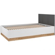 Lomadox - Jugendbett 120x200cm mit aufklappbarem Lattenrost, weiß mit Eiche und graphit, TIMARU-131