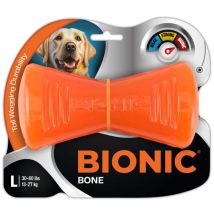 Bionic – Hueso ultra resistente para perros – Juguete de goma patentada – Color naranja brillante – Libre de BPA y ftalatos