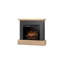 Yukon - Caminetto Elettrico a Libera Installazione a led - 23' - 92 x 86 x 29 - Nero / Rovere chiaro
