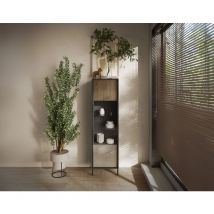 Jules - vitrine - 1 porte - 55x203 cm - gris / bois