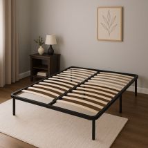 JULIE - Solide et Confortable Sommier Cadre a lattes + Pieds 160x200 x 29 cm en Metal - Montage Rapide et Facile - epaisseur du Metal +/- 1,2 mm 2 x