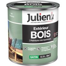 Peinture Bois Microporeux Extérieur Satin - Portes, fenêtres, portails, mobilier de jardin - Vert Provence 0,5 l - Julien