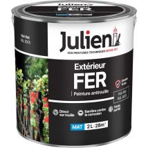 Julien Peinture Fer Anti-Rouille Mat - Portes, grilles, portails, mobilier de jardin en métal - Noir Mat 2 L