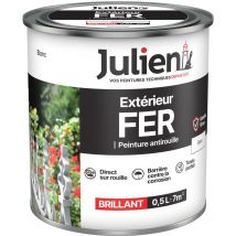 Peinture Fer Anti-Rouille Brillant - Portes, grilles, portails, mobilier de jardin en métal - Blanc 0,5 l - Julien