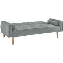 Mobilier Deco - juliette - Canapé clic clac en tissu gris clair avec pieds en bois