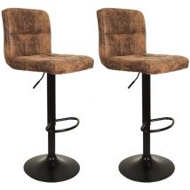 Altobuy - julio - Lot de 2 Tabourets Simili Marron Camel