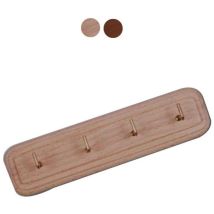 Gancio Strofinacci 4P Noce Scuro 18,0x5,0 cm – Legno e metallo – 4 ganci – Autoadesivo