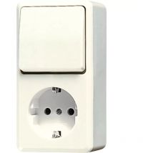 Jung - schuko Steckdose 16 a 250 v mit Schalter Universal Aus-Wechsel 10 ax 250 v , ap 600, weiß 676A