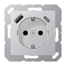 Jung - schuko Steckdose 16 a 250 v , mit USB-Ladegerät 1 x Typ a + 1 x Typ c, integrierter erhöhter Berührungsschutz,