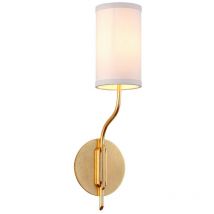 Juniper Applique 1 Luce Texture Foglia Oro, Paralume Tessuto
