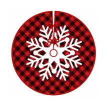 Jupe d'arbre de Noël à carreaux rouges et noirs - Tapis d'arbre de Noël à motif flocon de neige - Tapis d'arbre de Noël