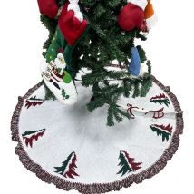Jupe d'arbre de Noël de 48 po Jupe d'arbre de Noël en toile de jute à carreaux rouges et noirs