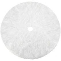 Jupe de Sapin de Noël Blanc Peluche Neige Décorations d'arbre de Noël Tapis Vacances Couvre Pied Sapin Noel Jupe d'arbre, 90cm/35 Pouces