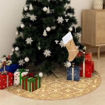 Jupe de sapin de Noël de luxe avec chaussette Jaune 122cm Tissu Vidaxl