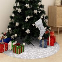 Vidaxl - Jupe de sapin de Noël de luxe avec chaussette Blanc 150cm Tissu