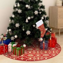 Vidaxl - Jupe de sapin de Noël de luxe avec chaussette Rouge 150cm Tissu