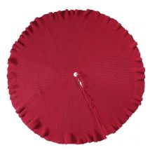 Jupe de sapin de Noël en une pièce Jupe de sapin en tricot rouge Diamètre 122 cm, couverture de jupe de sapin de Noël douce et élégante Décorations