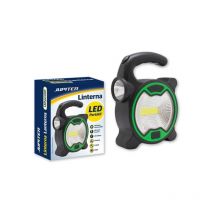 Jupiter - linterna cob+1 led - foco bombilla 160lm, foco led 60lm - funciona con 3 pilas aa (no incluidas) - color negro/verde