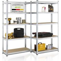 Juskys - Lagerregal Basic 4er Set 180x90x40 cm – 4 Schwerlastregale mit 20 Böden – max. 3500 kg - Metall verzinkt - Regale Kellerregal Metallregal