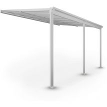 Juskys - Terrassenüberdachung Borneo – Aluminium Terrassendach mit Doppelstegplatten Sonnenschutz Pergola Überdachung für Terrassen 4x3 m Weiß