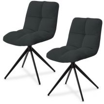 Drehstuhl Dallas - Esszimmerstühle, drehbar, Cord Bezug, Stuhl 120 kg belastbar, Stühle, Esszimmer - Cord 2er Set Dunkelgrau - Juskys