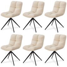 Drehstuhl Dallas 6er Set - Esszimmerstühle drehbar, Stoff Bezug - Stuhl bis 120 kg belastbar - Stühle Esszimmer, Esszimmerstuhl Samt Beige - Juskys
