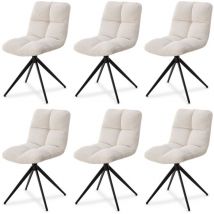 Juskys - Drehstuhl Dallas 6er Set - Esszimmerstühle drehbar, Stoff Bezug - Stuhl bis 120 kg belastbar - Stühle Esszimmer, Esszimmerstuhl Cord Beige