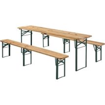 Juskys – Ensemble De Tables De Bière 3 Pièces Pliables – Bois De Sapin Naturel – Charge 250 Kg – Pour 8 Personnes – Avec Protège-sols