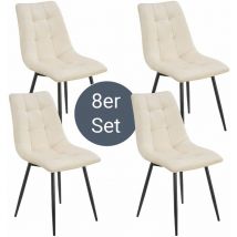 Juskys - Esszimmerstühle Blanca 8er Set - Samt Stühle gepolstert - Stuhl für Esszimmer, Küche & Wohnzimmer - modern, belastbar bis 120 kg Beige