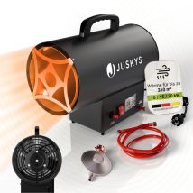 Juskys Gasheizgebläse – mobiler Gasheizer 10 kW mit Piezozündung, Heißluftgenerator, leichtes Stahl-Gehäuse, für Outdoor & Werkstatt - Schwarz