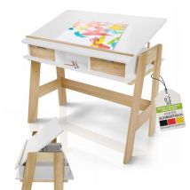 Juskys - Kinder Schreibtisch Fietje Plus - neigungs- & höhenverstellbar, 2 Schubladen, robustes Material, viel Stauraum - Kinderschreibtisch aus Holz