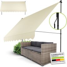 Juskys - Klemmmarkise Kapstadt - Höhenverstellbar, Montage ohne Bohren, wasserabweisend, UV-beständig, senkrecht & diagonal - 350x120 cm, Beige