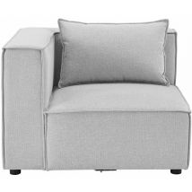 Juskys - Ecksofa Links Domas - modulares Sofa in Stoff Hellgrau - Wohnzimmer Couch mit Armlehne & Kissen - Modulsofa 130 kg belastbar - Wohnlandschaft