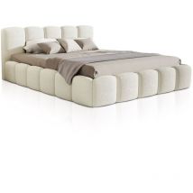 Polsterbett Catania - Bubble Design, gepolstertes Kopfteil, stabile Kontruktion - 180 x 200 cm - Creme - Juskys