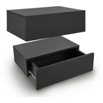 Wandregal Nachttisch hängend 2er Set Holz 46x30x15 cm bth - 1 Schublade & Ablage pro Nachtkommode - Wandmontage - Nachtschrank Schwarz - Juskys