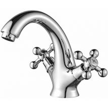 Shmshng - Basin Mixer Tap, Vintage Bathroom Mixer Tap, Chrome, Silver