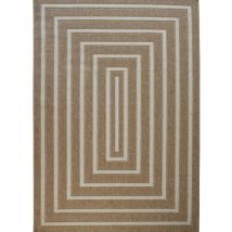 Thedecofactory - jute relief rect - Tapis effet jute à motif rectangle en relief blanc 120x160