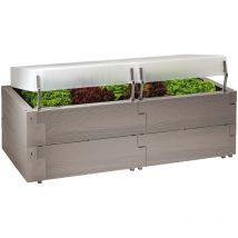 Juwel - jardinière surélevée Timber + deux auvents thermiques 130 x 60 x 52 cm bac à fleurs