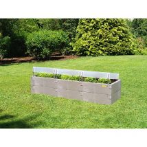 Jardinière surélevée Timber xxl, 16 blocs de construction, 3 auvents thermiques, aspect bois, 190x52x60 cm - Juwel