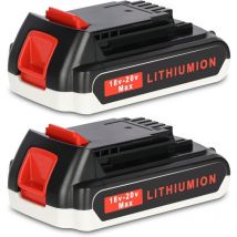 2X BL1518 18V 3.0Ah Lithium Batterie de Remplacement pour Black et Decker 18V Batterie BL2018-XJ BL1518-XJ BL4018 LB20 LBX20 LBXR2020-OPE LBXR20B-2