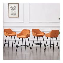 Jymtom Barhocker 4 Stück Barstuhl Küchenstühle Mit Rückenlehne, Fußstütze, Armlehnen Metall Tresenhocker,orange